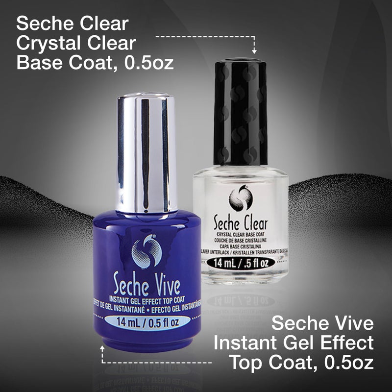 Seche Clear/Vive Base Coat and Gel Top Coat Duo Pack â€“ Nail Strengthening & Long-Lasting High Shine, Top Coat Gel Nail Polish, Manicure Set, 14 mL Each - Image 4