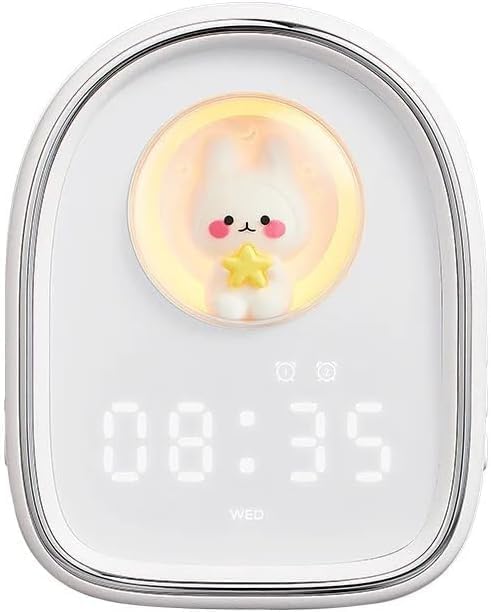 EXOMOON Cute Rabbit Alarm Clock Childrens Cartoon Light Bedside Night Lamp Timed Charging Pack of 1