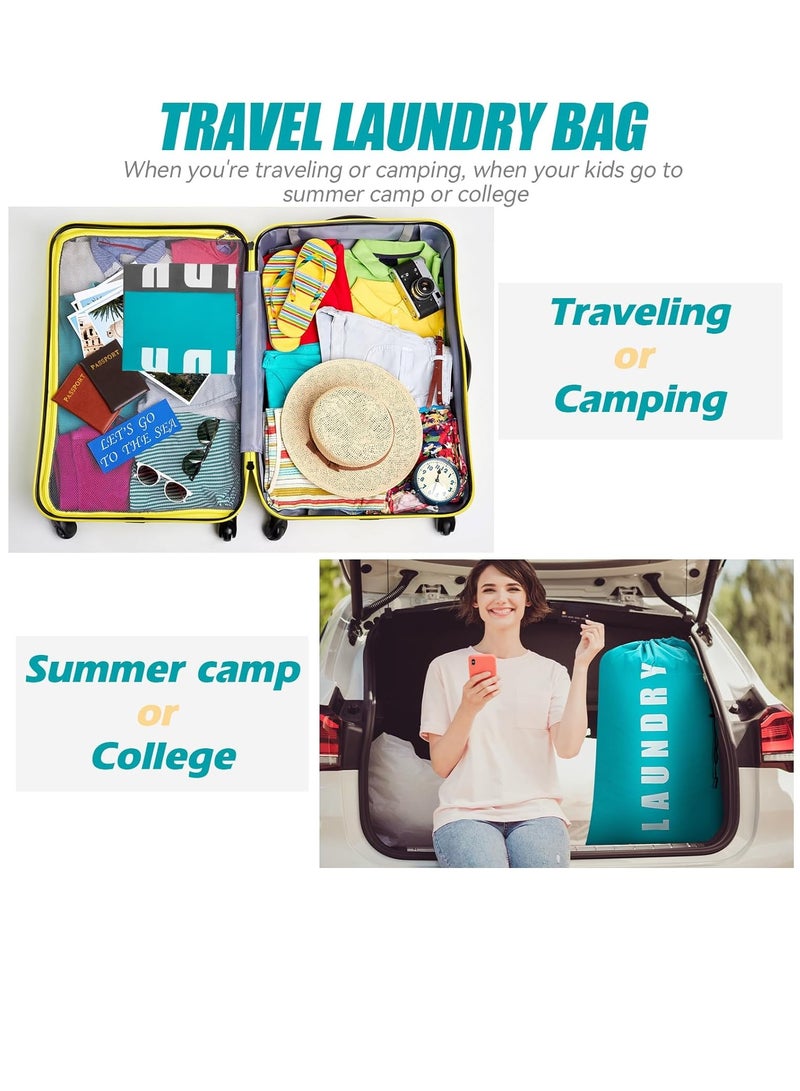SYOSI Laundry Bag, Laundry Bags for Dorm, Travel Laundry Bags for Dirty Clothes,Large Laundry Bags for Traveling,Laundry Bags for Camp, 24" x 36" Cyan and Gray - Image 4