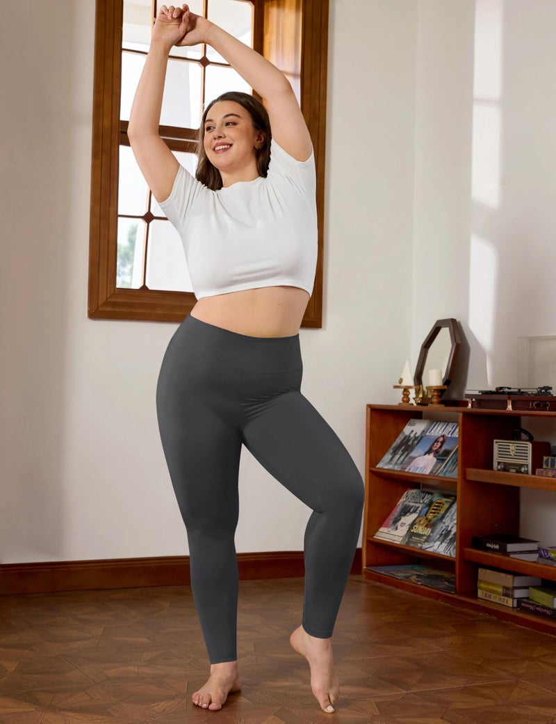 VALANDY Creamlush Plus Size Leggings for Women-3 Packs Stretchy Soft High Waisted Women's Leggings Lounge Yoga Pants - Image 4