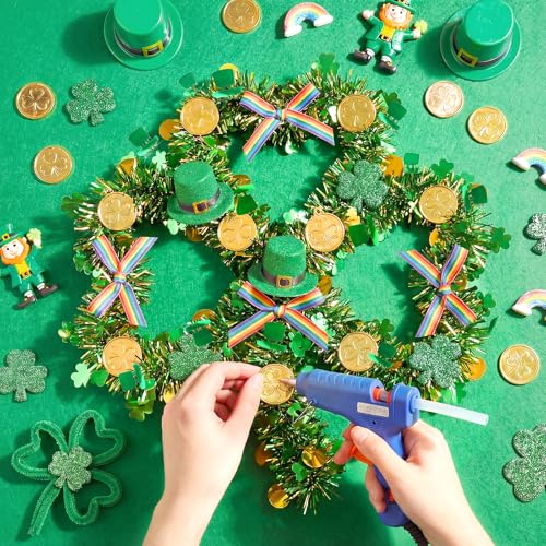 XmasExp 33ft St Patricks Day Decorations Green St Patricks Day Garland with Light Shiny Shamrock Hat Saint Patricks Day Tree Decorations Hanging Ornaments for Tree,Mantle, Birthday,Home - Image 3