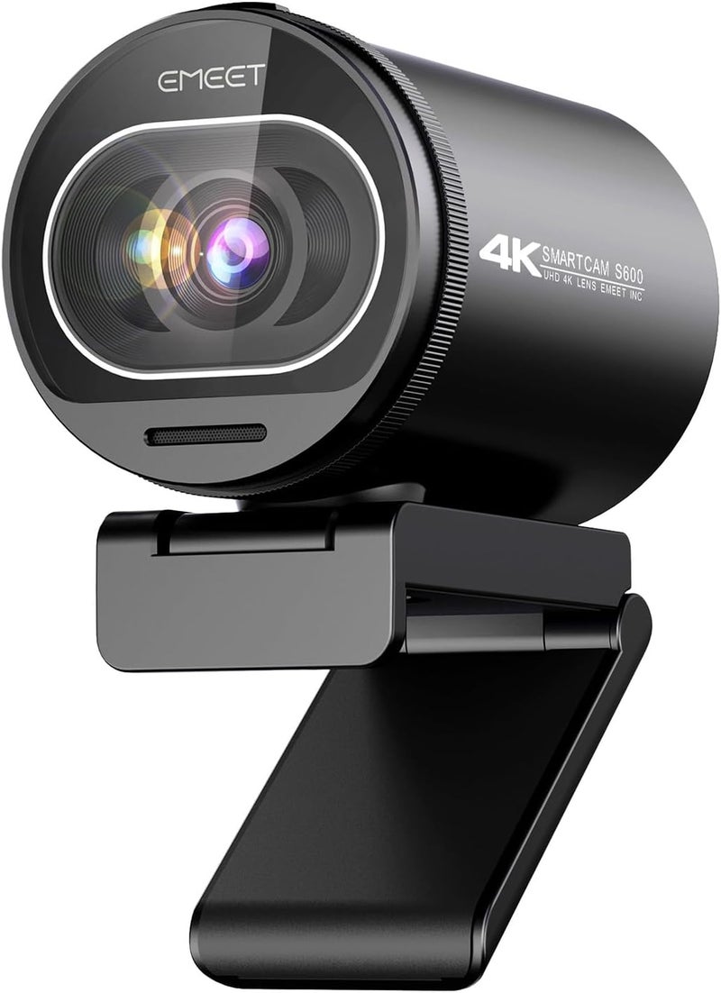 كاميرا البث EMEET S600 بدقة 4K - مستشعر 1/2.5 بوصة، تركيز تلقائي PDAF، 1080P @60 إطارًا في الثانية، ميكروفونان لتقليل الضوضاء، حماية خصوصية مدمجة، مجال رؤية 73°، كاميرا بث تجارة مباشرة/ألعاب/تجميل - Image 1