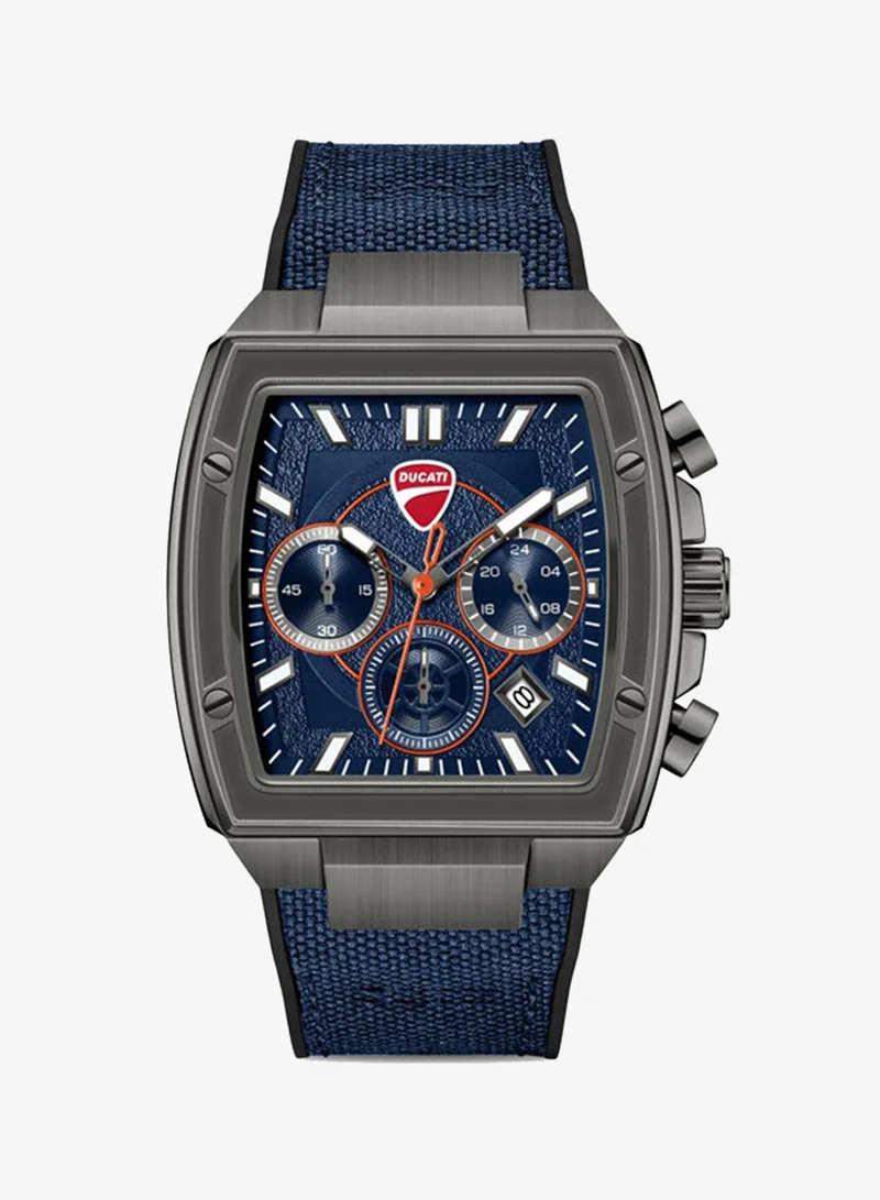 دوكاتي Force Blue Dial, Silicone-Nylon Strap, Chronograph Watch for Men, 42mm