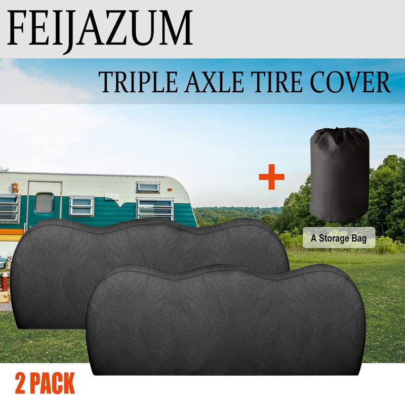 FEIJAZUM غطاء إطارات ثلاثي المحاور من FEIJAZUM - عبوة من 2، مصنوع من الفينيل المقاوم للماء للإطارات من 30" إلى 32" - Image 5