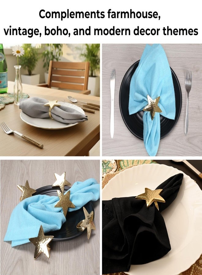 CLEENTABLE Napkin Rings Set of 12 Gold Decorative Metal Star Napkin Holders for Dining Table Decor, Elegant Serviette Rings for Weddings, Parties, Holidays & Everyday Use - Image 4