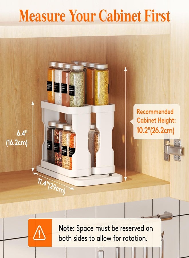 Lifewit Spice Rack Organizer for Cabinet, Slide & Rotate Spice Organizer, Double 3-tier Adjustable Shelves with Fence & Non-Skid Pad, Seasoning Medicine Organization, 9.2" H x 6.1" W x 11.4" D, White - Image 3