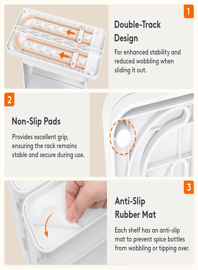 Lifewit Spice Rack Organizer for Cabinet, Slide & Rotate Spice Organizer, Double 3-tier Adjustable Shelves with Fence & Non-Skid Pad, Seasoning Medicine Organization, 9.2" H x 6.1" W x 11.4" D, White - Image 5