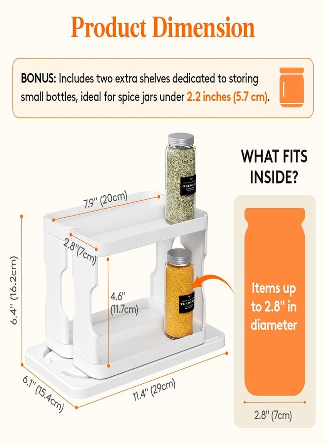 Lifewit Spice Rack Organizer for Cabinet, Slide & Rotate Spice Organizer, Double 3-tier Adjustable Shelves with Fence & Non-Skid Pad, Seasoning Medicine Organization, 9.2" H x 6.1" W x 11.4" D, White - Image 2