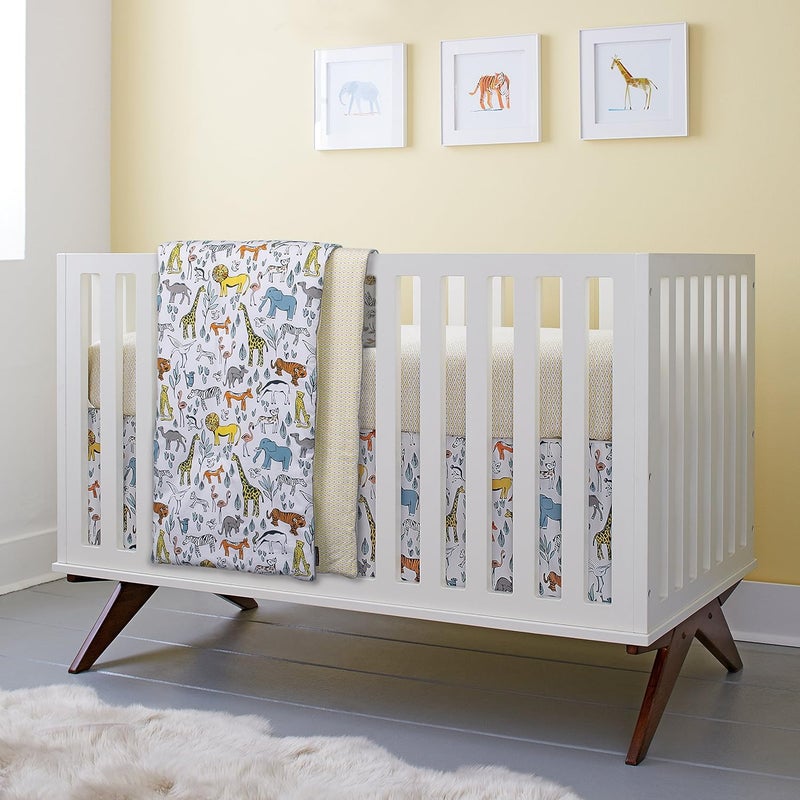 Dwell Studio Safari Animal Print Crib Skirt, Gray/Yellow/Orange - Image 2