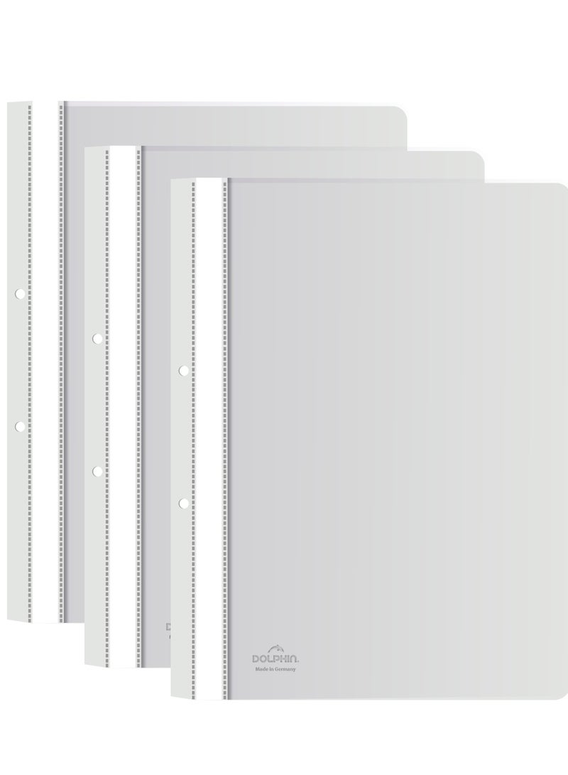 Dolphin Project File with Transparent Cover, A4 Size, White, Pack of 10 - Image 1