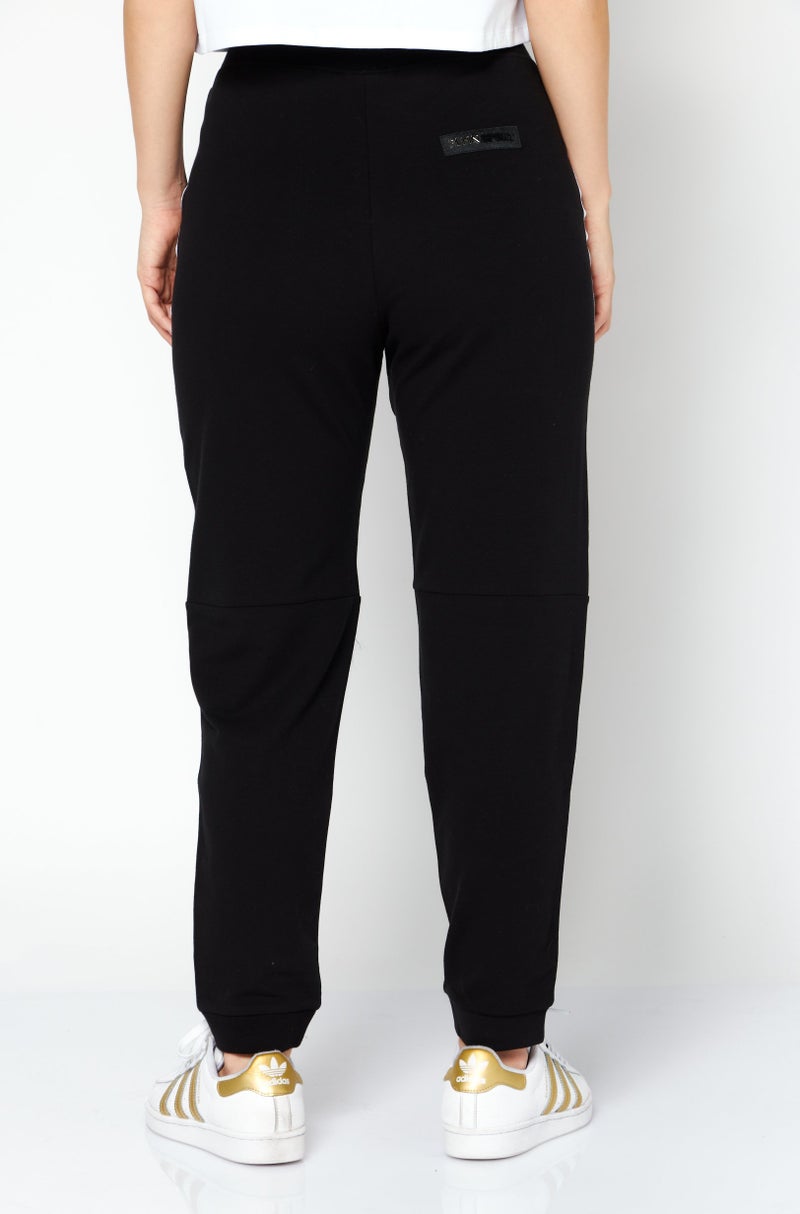 PHILIPP PLEIN سروال تدريب رياضي نسائي بشعار العلامة التجارية، أسود - Image 4