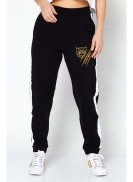 Plein Sport Women Sportswear Fit Brand Logo Training Pants, Black  - Image 1