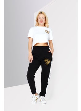 Plein Sport Women Sportswear Fit Brand Logo Training Pants, Black  - Image 2