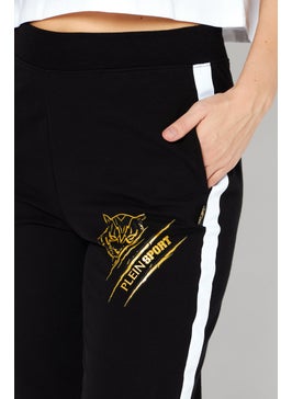 Plein Sport Women Sportswear Fit Brand Logo Training Pants, Black  - Image 3