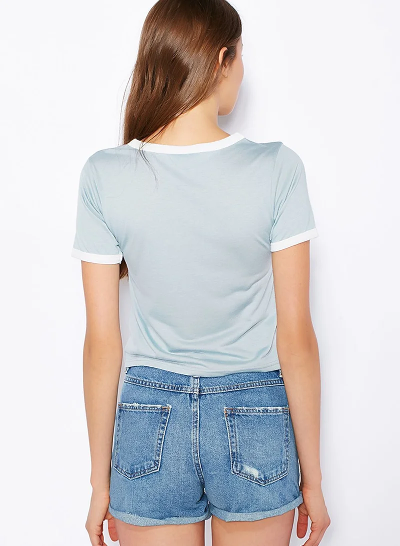 TOPSHOP Contrast Trim Cropped T-Shirt