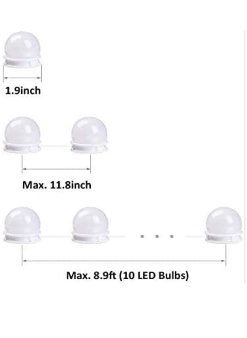 Generic - LED Vanity Mirror Lights Kit – Lighting Modes, 10 Dimmable Bulbs for Makeup Mirror Lighting, Vanity Table Set, Bathroom Mirror Lighting Fixture, Adjustable Brightness (Mirror Not Included) - Image 1
