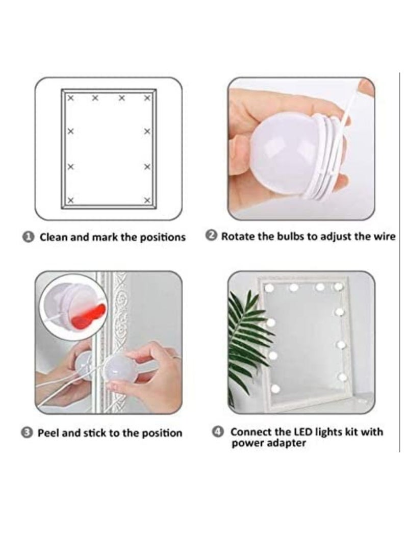 Generic - LED Vanity Mirror Lights Kit – Lighting Modes, 10 Dimmable Bulbs for Makeup Mirror Lighting, Vanity Table Set, Bathroom Mirror Lighting Fixture, Adjustable Brightness (Mirror Not Included) - Image 1