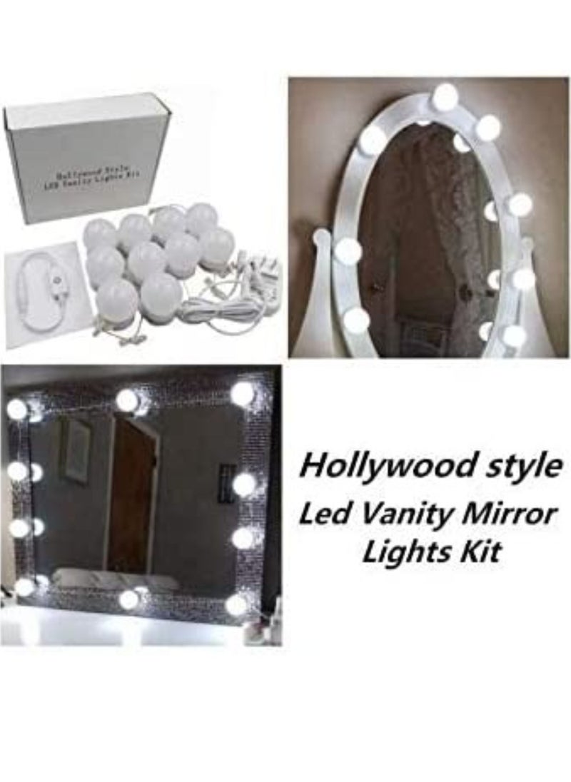 Generic - LED Vanity Mirror Lights Kit – Lighting Modes, 10 Dimmable Bulbs for Makeup Mirror Lighting, Vanity Table Set, Bathroom Mirror Lighting Fixture, Adjustable Brightness (Mirror Not Included) - Image 1