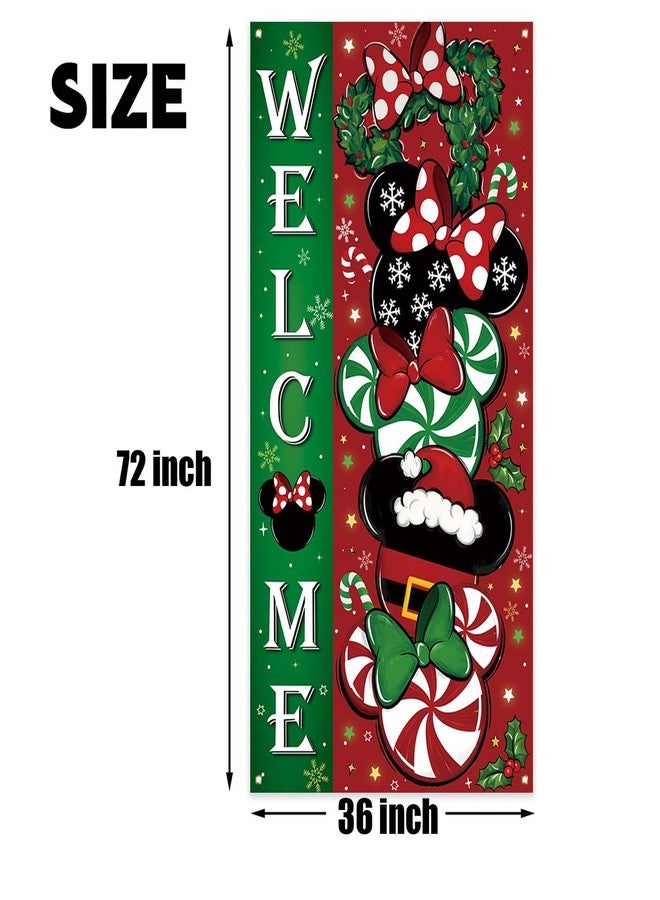 Yarcooly Christmas Cartoon Mouse Banner New Year Winter Xmas Decor Red Christmas Decorations for Home Party - Image 3