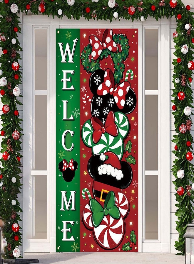 Yarcooly Christmas Cartoon Mouse Banner New Year Winter Xmas Decor Red Christmas Decorations for Home Party - Image 2