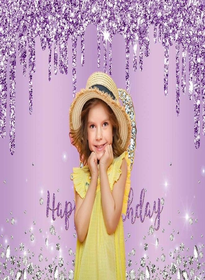 INRUI Purple Happy 10th Birthday Photography Background Girls Sweet Ten Years Old Birthday Party Decorations Backdrop 7x5FT - Image 3