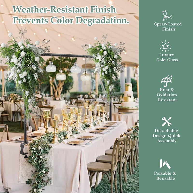 WellSign Over The Table Rod Stand with Clamps Adjustable 31"-110" Length 31"-64" Height, Table Balloon Arch Stand for Wedding Valentine Engagement Party, Black Table Arch Frame Hanging Decor Rod - Image 4