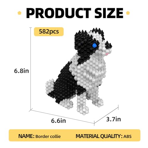 KADELE Cute Dog Building Animal Sets Extremely Challenging STEM Building Blocks Decor for Adults Kids Micro 3D Educational Toys for Boys Girls Ages 8 and UpBorder Collie - Image 5