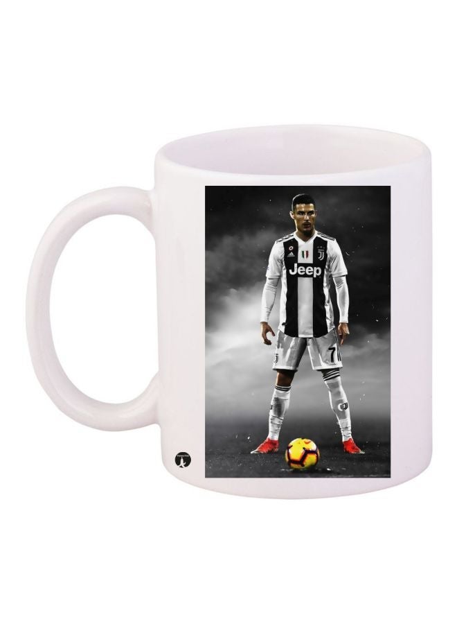 RYN Cristiano Ronaldo Printed Coffee Mug White/Black/Yellow 11ounce