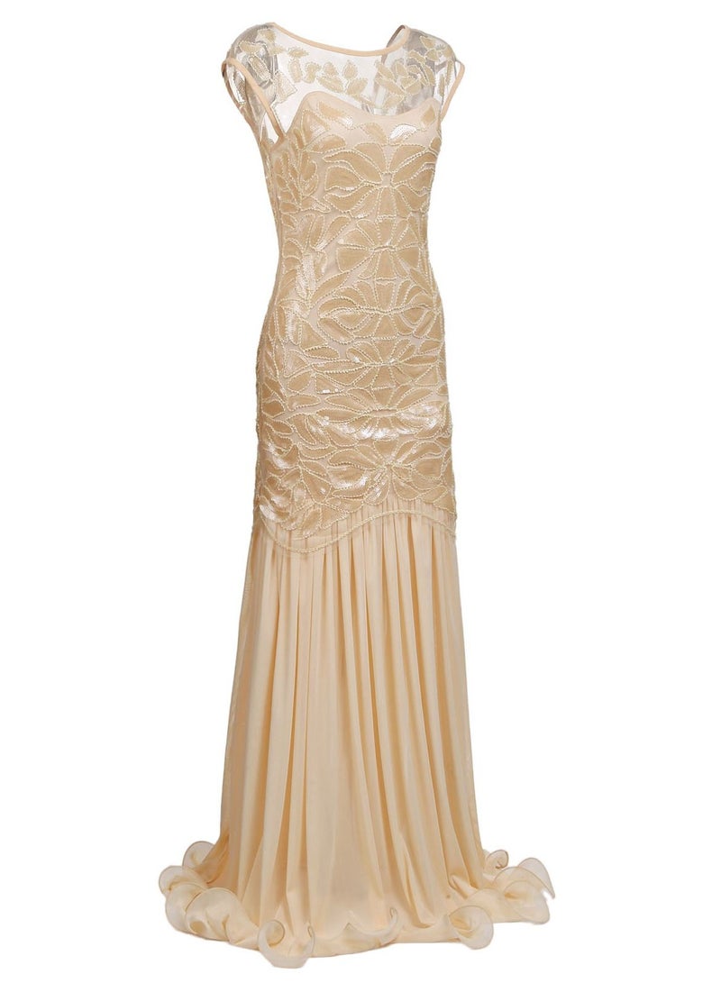 Loquat Vintage Plus-size Party Dress Gold  - Image 1