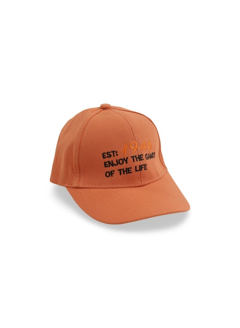 Fancy Boys Cotton Cap – Orange with "1949" Embroidery - Image 1