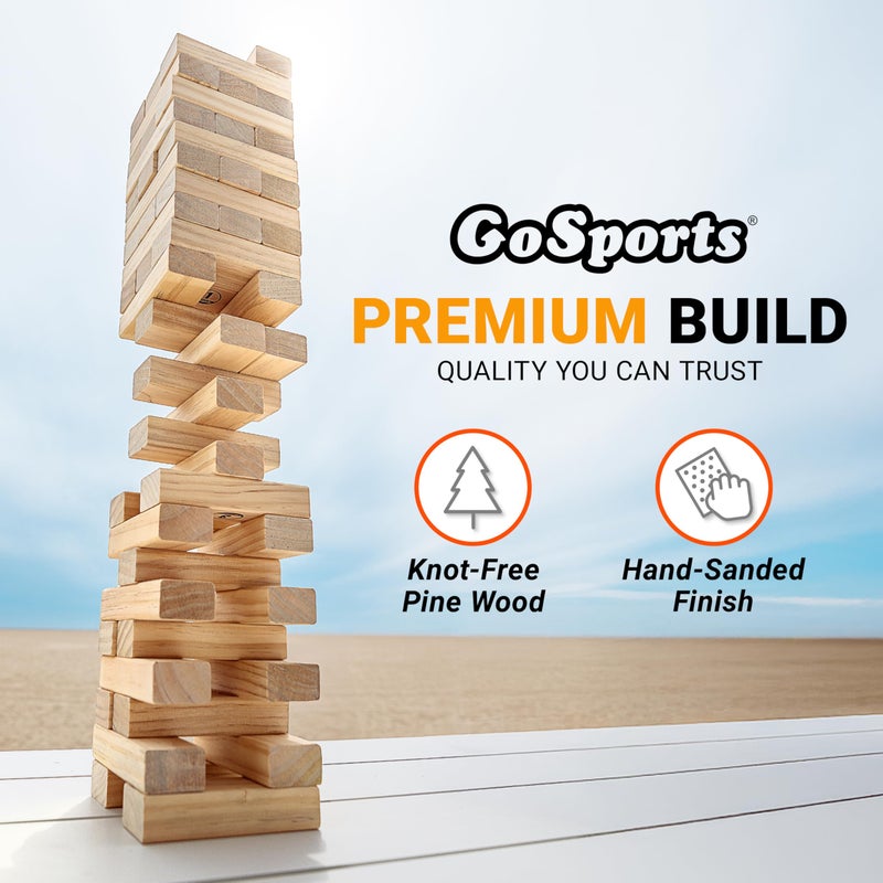 GoSports 3 Ft Large Wooden Toppling Tower - Includes Bonus Rules with Gameboard - Choose Your Style - Image 3