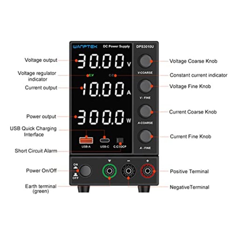 Morelian DPS3010U 0-30V 0-10A 300W Switching DC Power Supply 4 Digits Display LED High Precision Adjustable Mini Power Supply AC 115V/230V 50/60Hz - Image 4