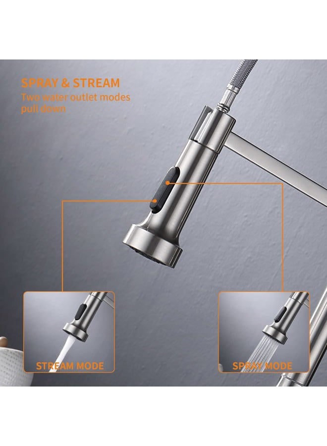 KEER Touchless Kitchen Faucet, Smart Motion Sensor Hands Free Single Handle Spring Kitchen Sink Faucet with Pull Down Sprayer,Brushed Nickel - Image 4