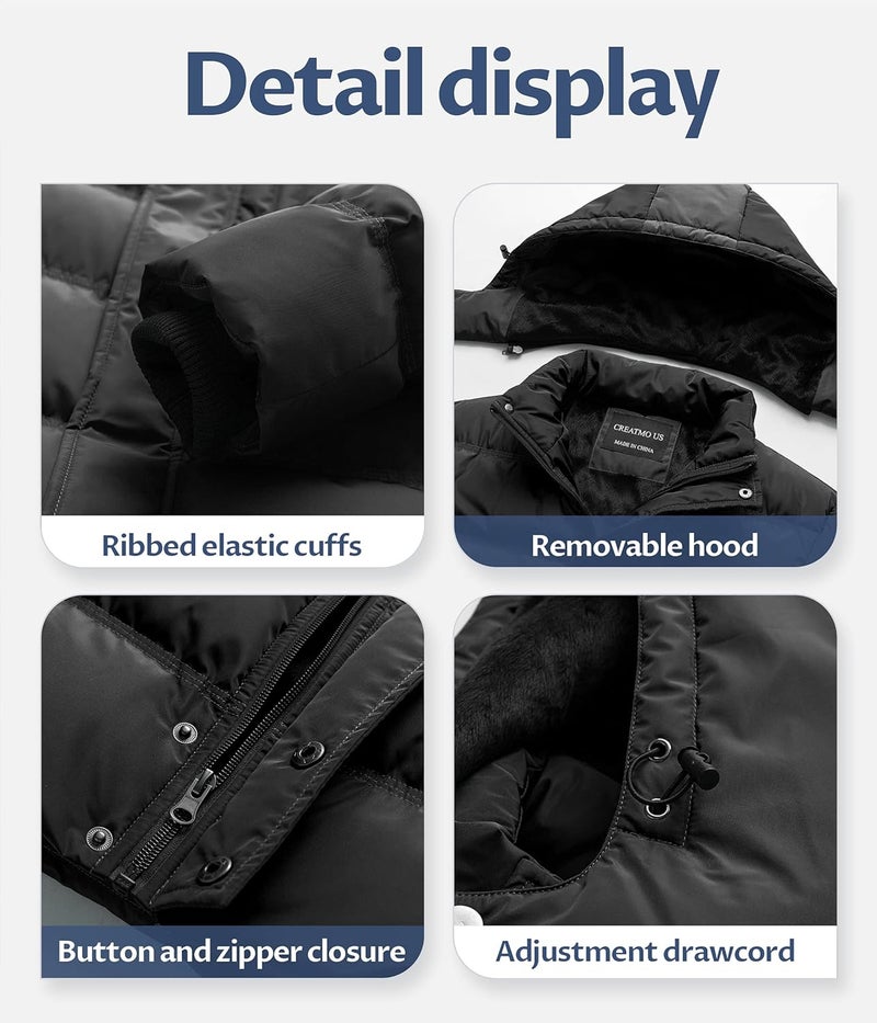CREATMO US Men's Waterproof Puffer Jacket - Black XL - Image 5
