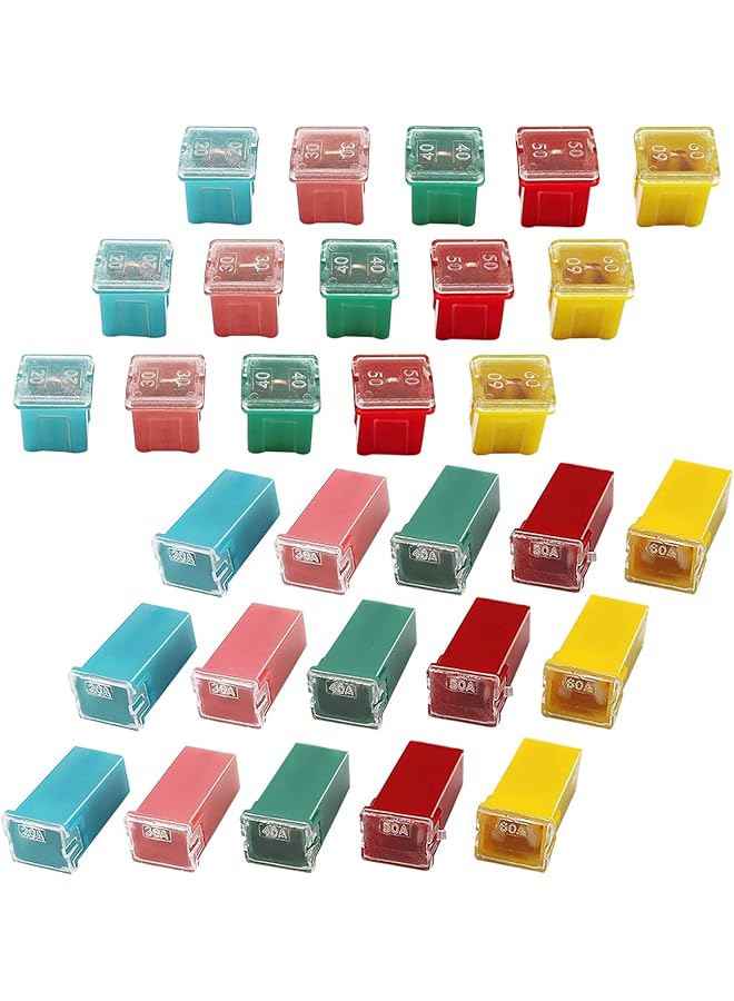 KASTWAVE 30Pcs Automotive Tall/Standard And Low Profile Box Shaped Fuses Assortment Kit, Car Fuse Assortment Kit (20A, 30A, 40A, 50A, 60A), Suitable For Chevrolet, Ford, Nissan Pickup Suv And Other Car Fuses - Image 5
