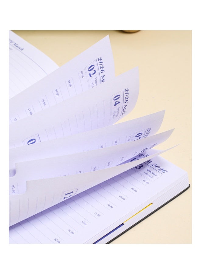 PINKSAMA 2026 Planner Diary Notebook Academic Calendar Monthly Weekly Daily Planner A5 Lined Leather Hardcover Notebook Premium Thick Paper Suitable for Office Home School Writing Staff Student Gift - Image 5