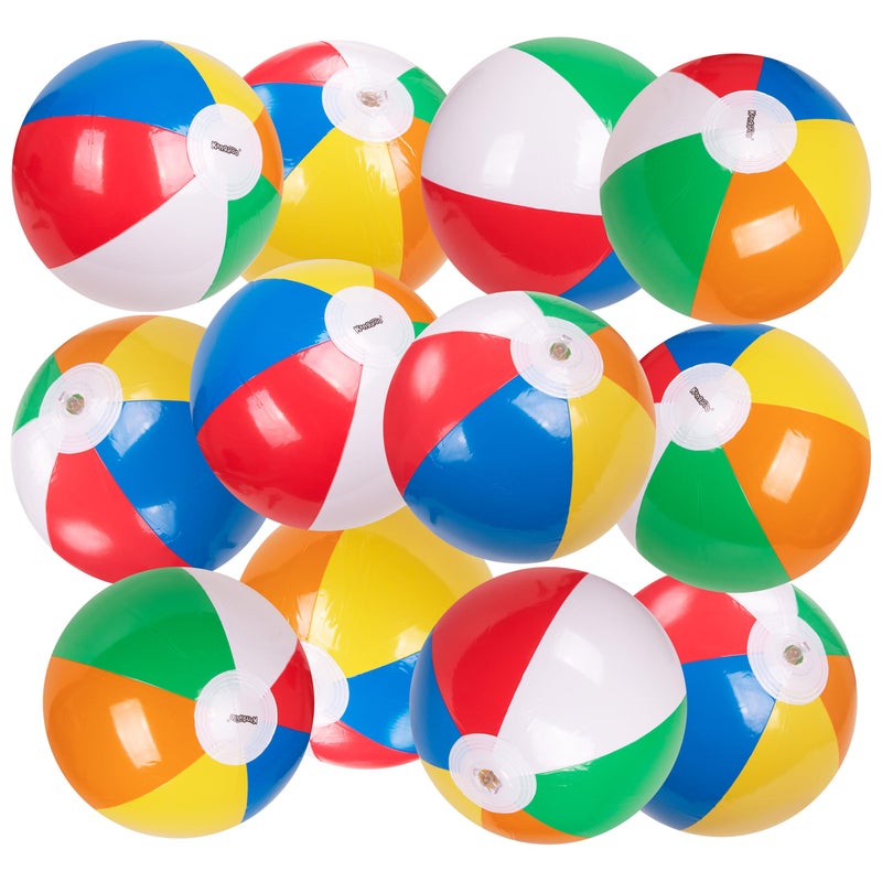 Kangaroo 12-Pack Inflatable Rainbow Beach Balls Bulk for Kids & Adults I Inflatable Ball for Pool Party Favors Swimming Pool Toys I Kids Beach Balls for Pool & Beach Party - Image 1