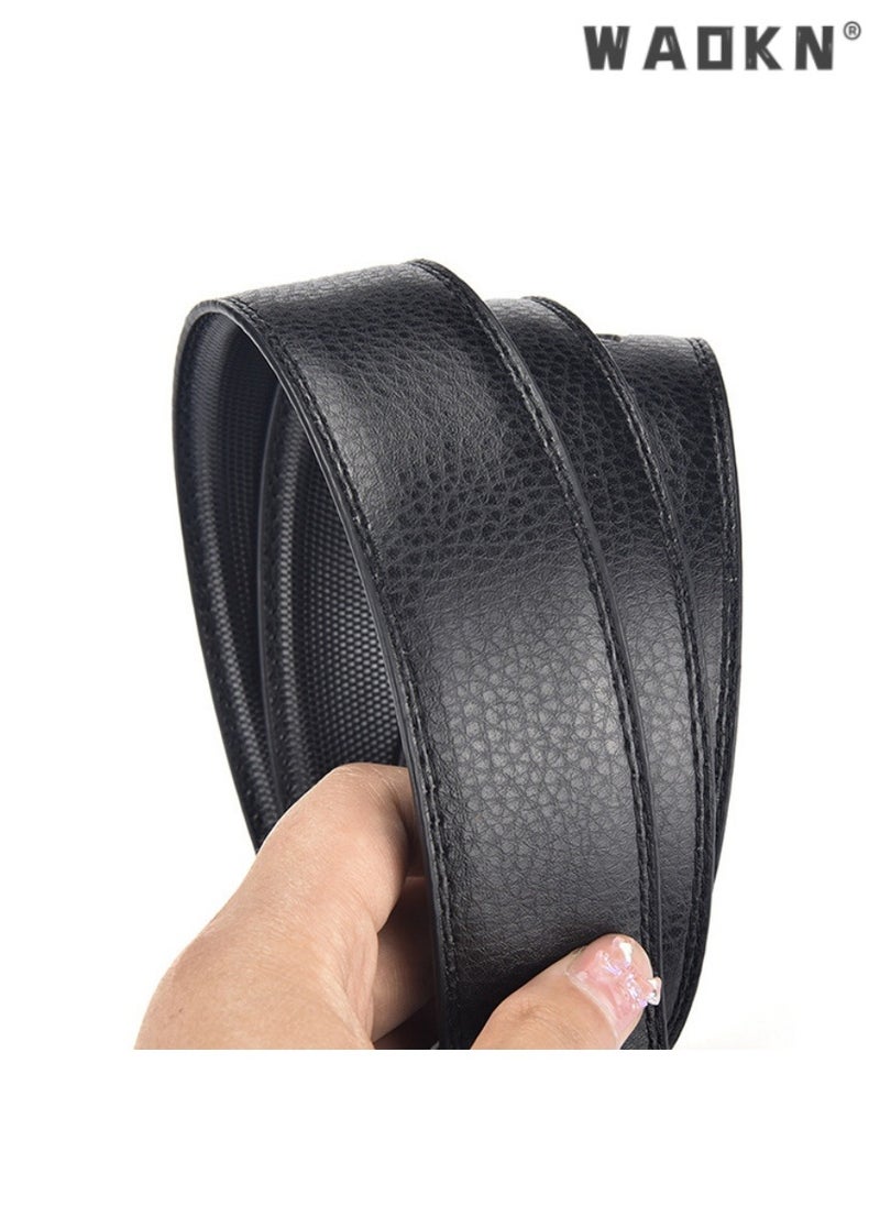 WAOKN Newly designed men's high-end versatile business belt with exquisite pin buckle showcasing fashionable taste, tailored for business occasions，120cm（black）  - Image 4