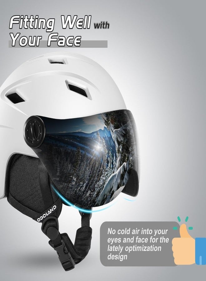 Odoland Ski Helmet with 2-in-1 Visor Goggles, Light Weight Snowboard Helmet for Men Women, Snow Sport Helmets for Skiing, Skating, Snowboarding,White,M - Image 3