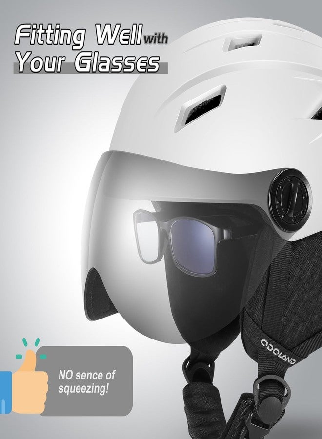 Odoland Ski Helmet with 2-in-1 Visor Goggles, Light Weight Snowboard Helmet for Men Women, Snow Sport Helmets for Skiing, Skating, Snowboarding,White,M - Image 2