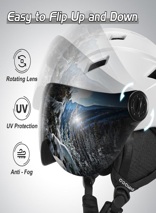 Odoland Ski Helmet with 2-in-1 Visor Goggles, Light Weight Snowboard Helmet for Men Women, Snow Sport Helmets for Skiing, Skating, Snowboarding,White,M - Image 4