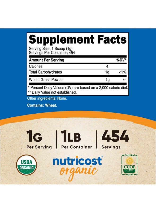 Nutricost Organic Wheatgrass Powder 1 Lb Nongmo Superfood - Image 3