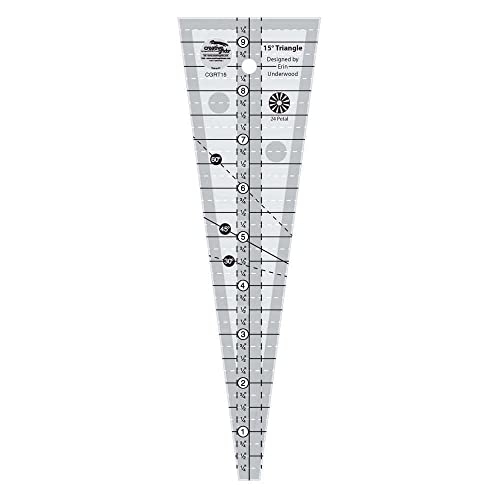 Creative Grids 15 Degree Triangle Ruler – CGRT15 – Made in USA, 3in x 9-1/2in, Non-Slip Grip Acrylic Quilting, Sewing, Crafting, Patchwork Ruler & Template - Image 4