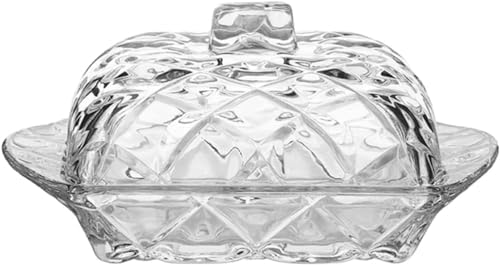 PEPAXON Glass Butter Dish with Lid Transparent Butter Serving Tray Butter Container 168x11CM A