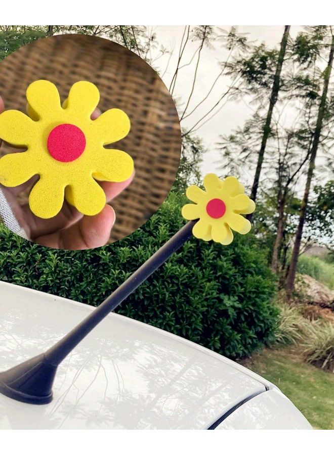 Purple Daisy Car Antenna Topper EVA Material Decorative Exterior Accessory For All Vehicles - Image 2