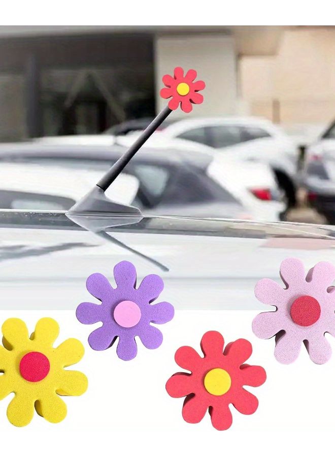Purple Daisy Car Antenna Topper EVA Material Decorative Exterior Accessory For All Vehicles - Image 4