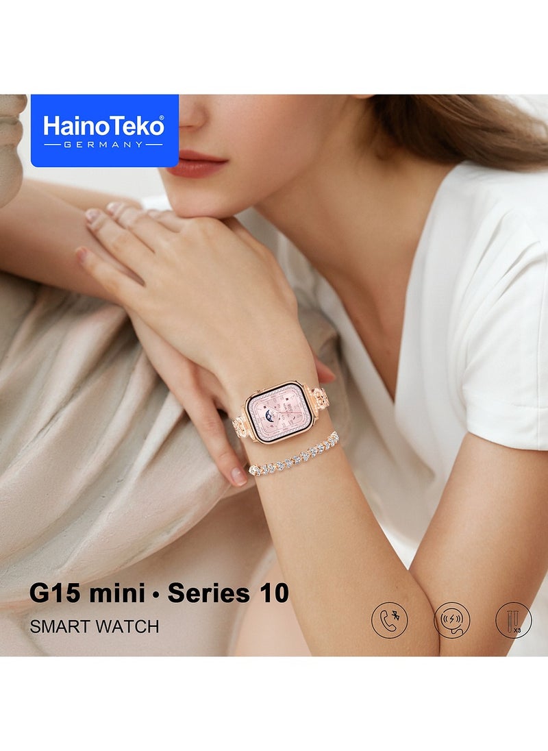 Haino Teko G15 Mini Smart Watch Series 10 Stylish Combo with Analog Watch and Bracelet With 3 Pair Straps and Charging Cable Designed for Women