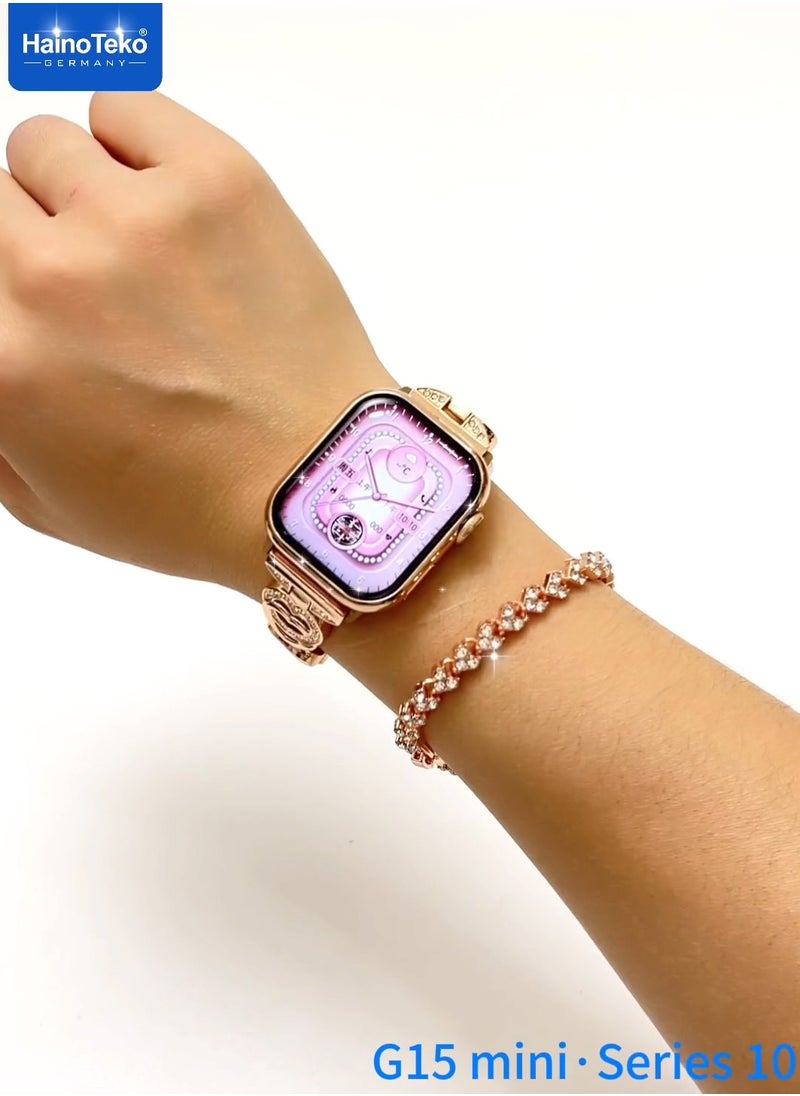 Haino Teko G15 Mini Smart Watch Series 10 Stylish Combo with Analog Watch and Bracelet With 3 Pair Straps and Charging Cable Designed for Women