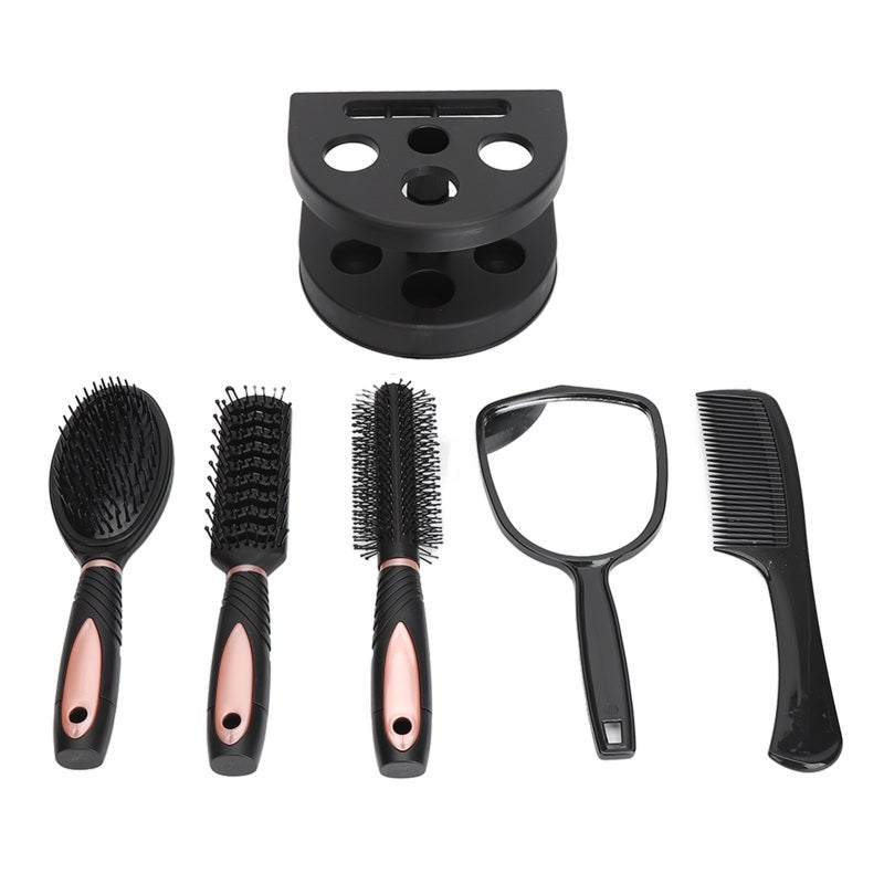 Detangling Hair Brush Set with Mirror Portable Comb for Quick Touch Ups - Gentle Hair Detangler for Wet Dry Hair Home Office Travel - Image 2
