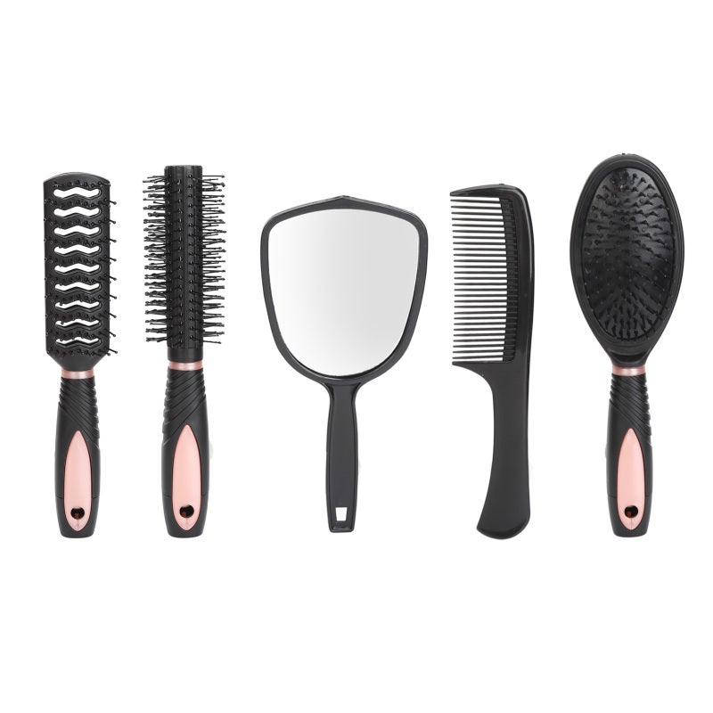 Detangling Hair Brush Set with Mirror Portable Comb for Quick Touch Ups - Gentle Hair Detangler for Wet Dry Hair Home Office Travel - Image 5